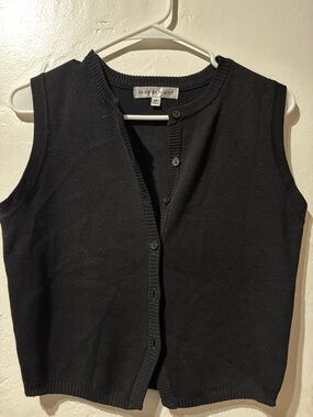 Madden Girl Black Sleeveless Button-Up Knit Vest